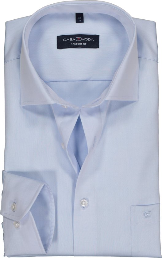 CASA MODA comfort fit overhemd - lichtblauw twill - Strijkvrij - Boordmaat: 43