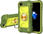 Schokbestendige siliconen + pc-beschermhoes met dubbele ringhouder voor iPhone 6 Plus/6s Plus/7 Plus/8 Plus (Avocado)