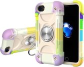 Schokbestendige siliconen + pc-beschermhoes met dubbele ringhouder voor iPhone 6 Plus / 6s Plus / 7 Plus / 8 Plus (kleurrijk beige)