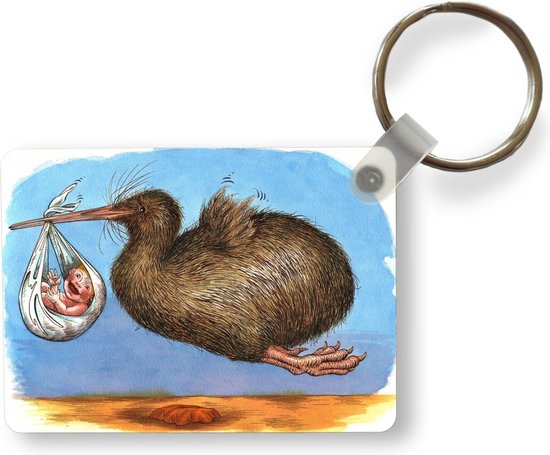 Porte Cles Illustration Oiseau Kiwi Illustration D Un Oiseau Kiwi Avec Un Bebe Dans Bol Com