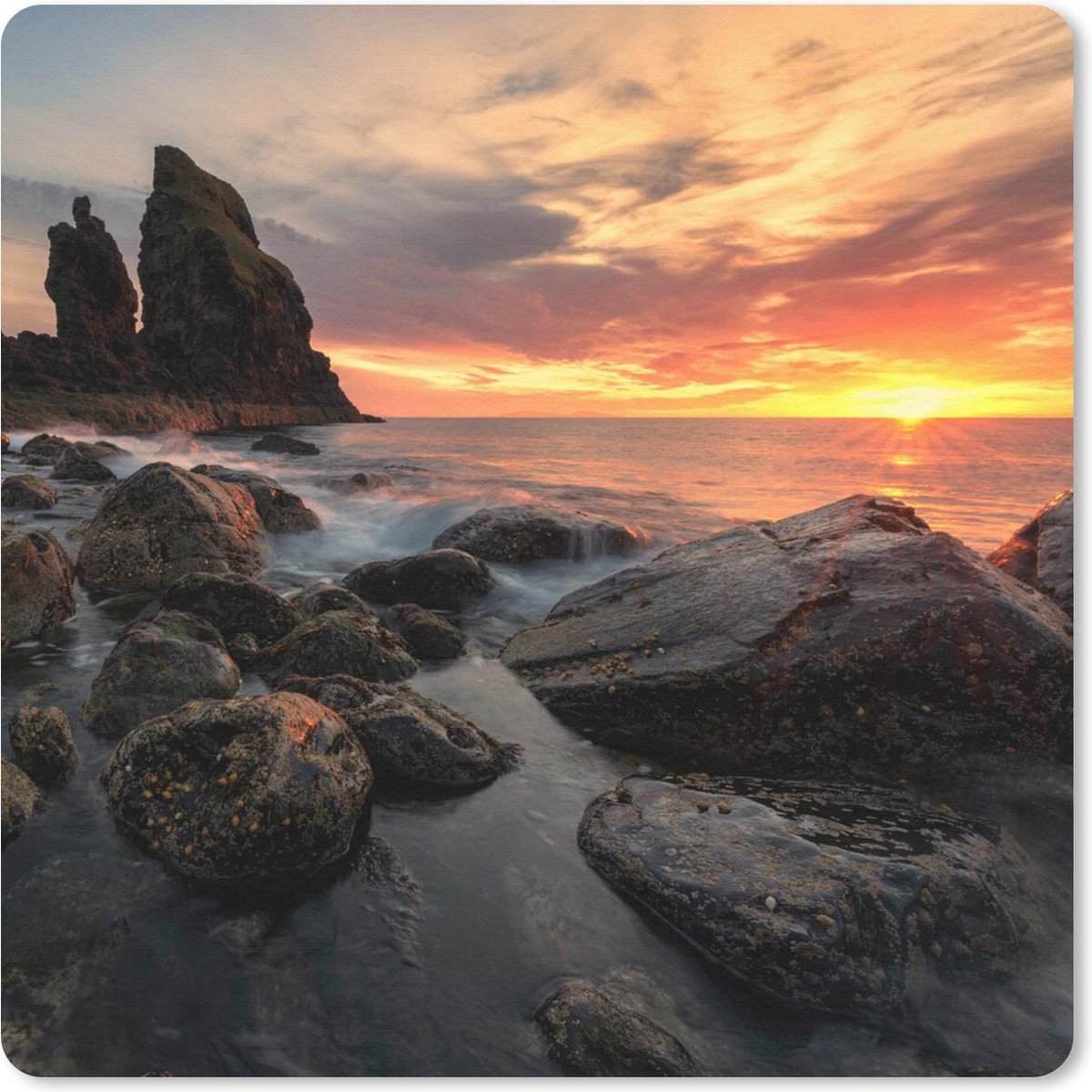 Muismat 30x30 cm - Mousepad Zonsondergang op Skye - Muismatten