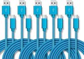 5 STKS USB naar USB-C / Type-C nylon gevlochten oplaadkabel voor gegevensoverdracht, kabellengte: 3 m (blauw)
