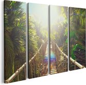 Artaza Canvas Schilderij Vierluik Houten Brug In De Tropische Jungle - 80x60 - Foto Op Canvas - Canvas Print