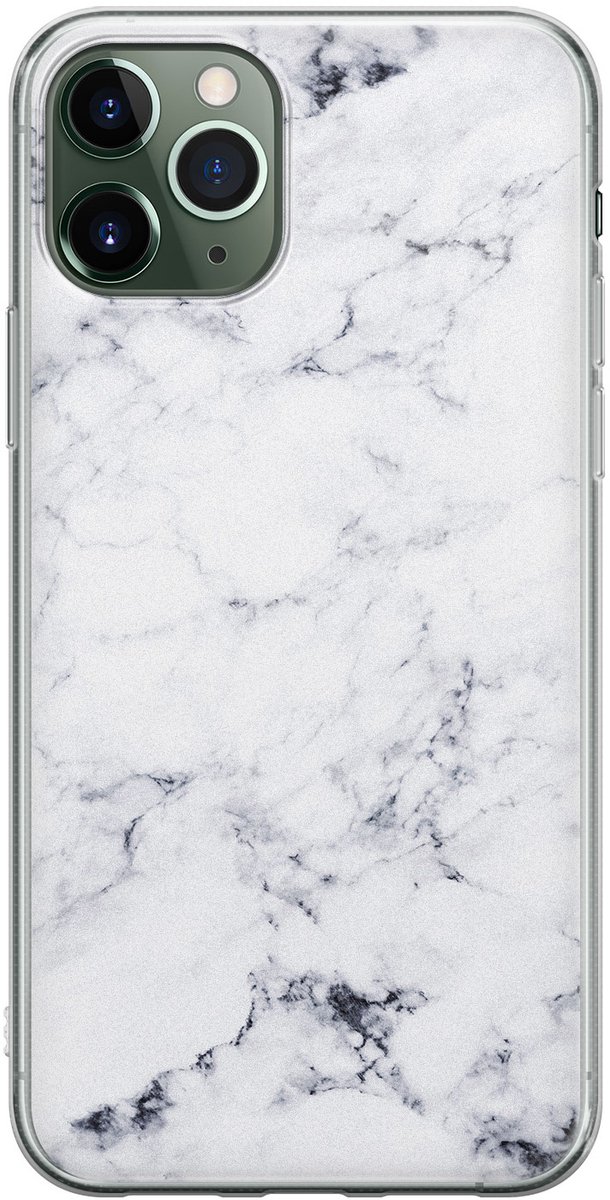 Leuke Telefoonhoesjes - Geschikt voor iPhone 11 Pro Max - Marmer grijs - Soft case - TPU - Grijs