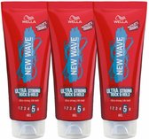 3x Wella New Wave Rock & Hold Ultra Strong Gel - 200 ml