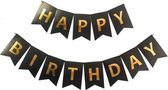 Happy Birthday Slinger Verjaardag Versiering Feest Versiering Verjaardag Slinger Zwart & Goud Decoratie – 1 Stuk