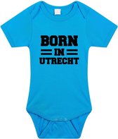 Born in Utrecht tekst baby rompertje blauw jongens - Kraamcadeau - Utrecht geboren cadeau 80 (9-12 maanden)