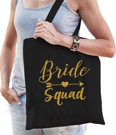 1x Vrijgezellenfeest Bride Squad tasje zwart goud/ goodiebag dames - Accessoires vrijgezellen party vrouw