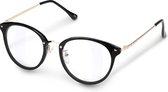 Navaris ronde bril zonder sterkte - Vintage bril met blauw licht filter - Computer bril  - Beeldschermbril - Metalen montuur - Zwart