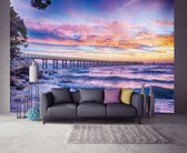 Fotobehang Vlies | Brug, Zee | Paars | 368x254cm (bxh)