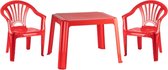 Set de jardin en plastique pour enfants avec 2 chaises rouge
