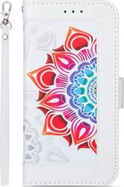 Hoesje geschikt voor Samsung Galaxy S21 Plus - Bookcase - Koord - Pasjeshouder - Portemonnee - Mandalapatroon - Kunstleer - Wit