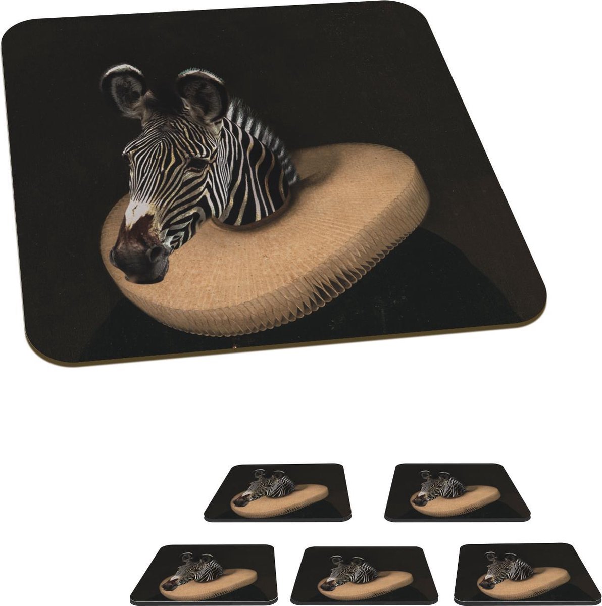 Onderzetters voor glazen - Zebra - Kunst - Kleding - 10x10 cm - Glasonderzetters - 6 stuks