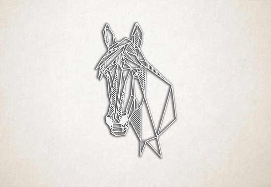Line Art - Paard 8 - S - 60x37cm - Wit - geometrische wanddecoratie