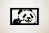 Wanddecoratie - Wandpaneel - panda etend - L - 65x109cm - Zwart - muurdecoratie - Line Art