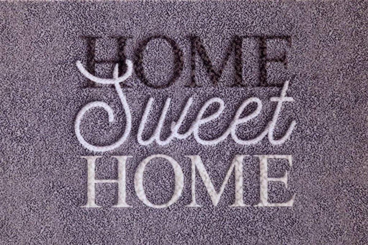 Ikado Droogloopmat grijs Home sweet home 50 x 80 cm
