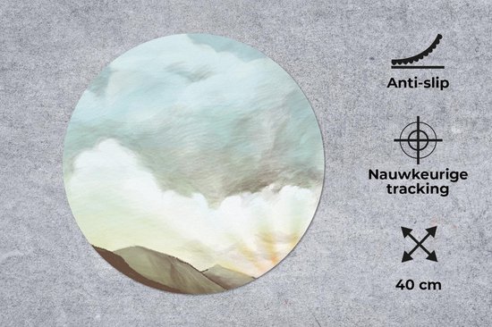 Muismat rond 40x40 cm - Mousepad Lucht - Berg - Kleuren - Ronde muismatten