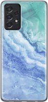Samsung Galaxy A52 Telefoonhoesje - Transparant Siliconenhoesje - Flexibel - Met Marmerprint - Marmer - Lichtblauw