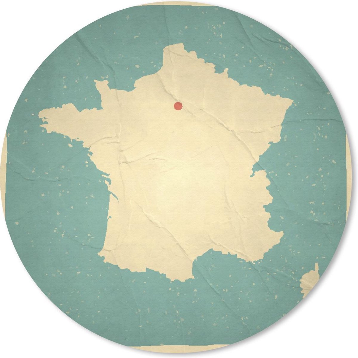 Muismat rond 40x40 cm - Mousepad Vintage kaart van Frankrijk - Ronde muismatten
