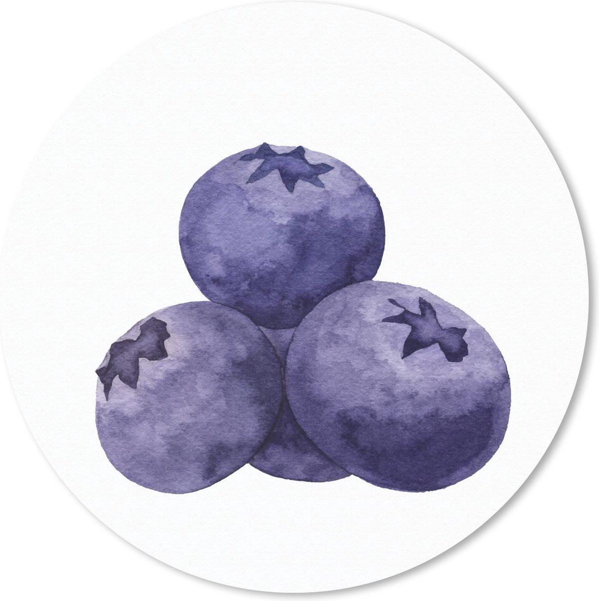 Muismat rond 50x50 cm - Mousepad Aquarel - Bosbes - Fruit - Ronde muismatten