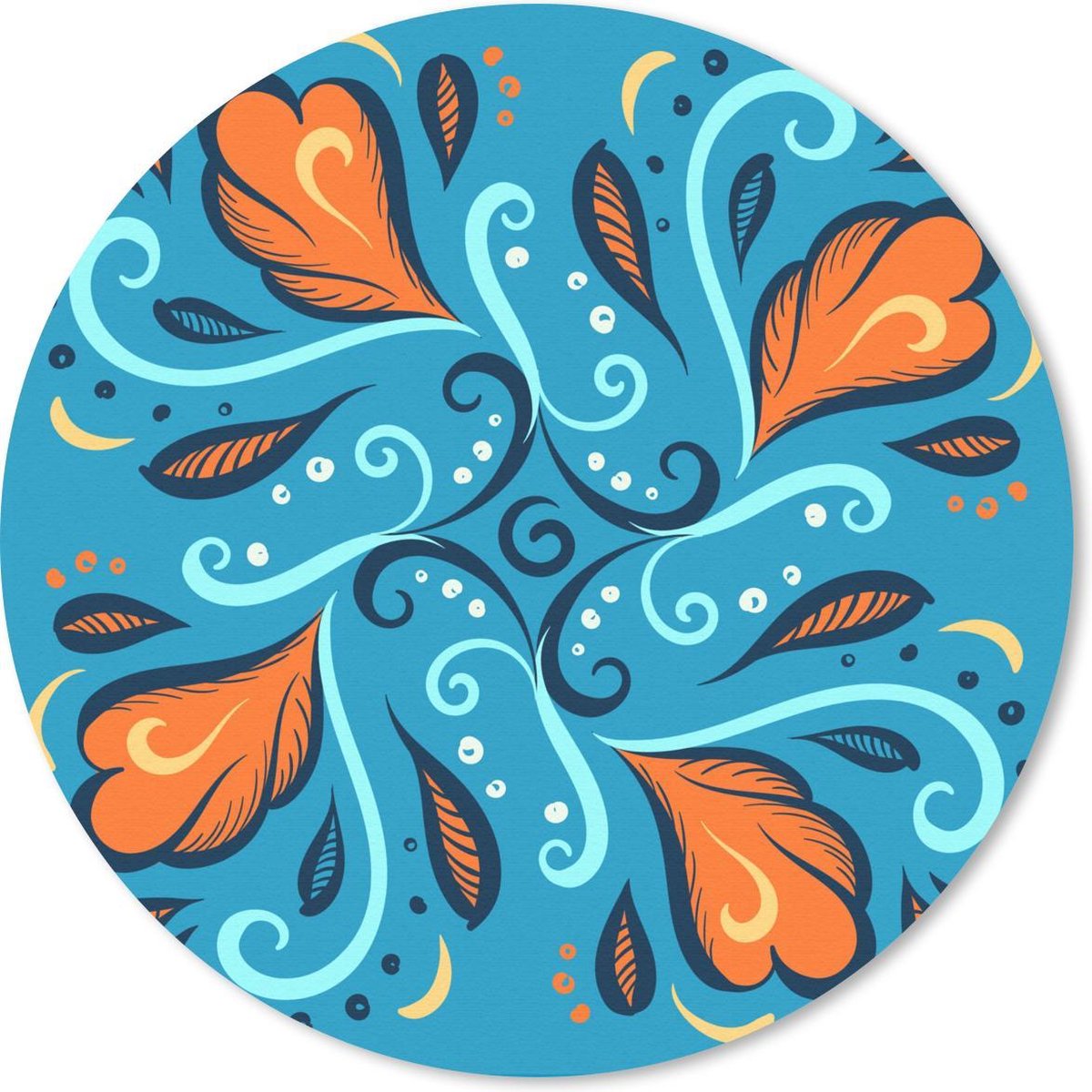 Muismat rond 50x50 cm - Mousepad Veren - Blauw - Patronen - Ronde muismatten