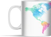 Mok - Wereldkaart - Simpel - Waterverf - 350 ml - Beker
