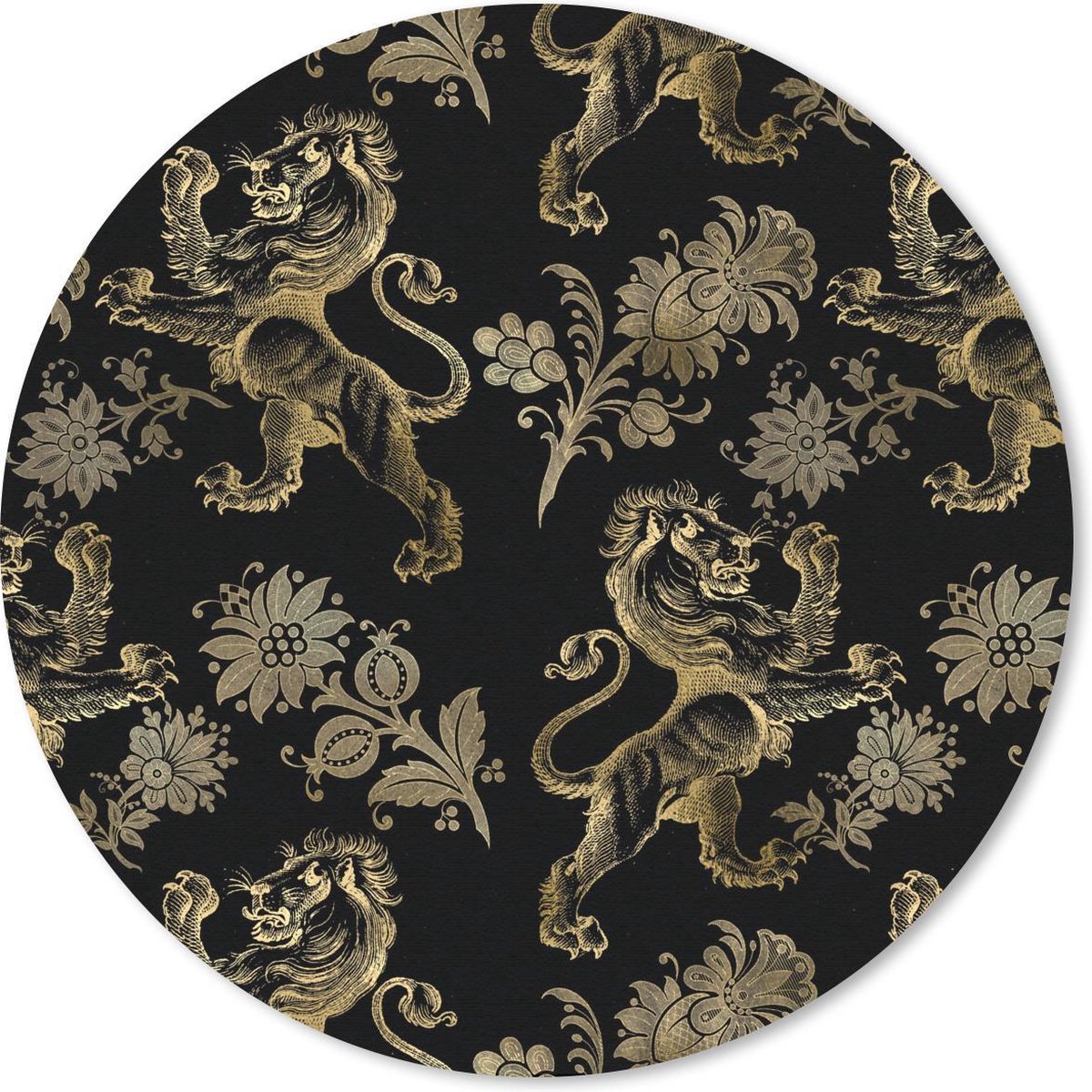 Muismat rond 50x50 cm - Mousepad Patronen - Draak - Goud - Ronde muismatten