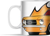 Mok - Illustratie van een Mustang met vlammen - 350 ml - Beker