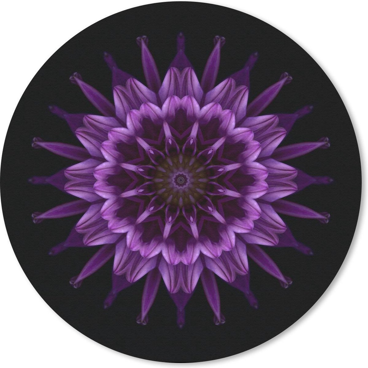 Muismat rond 50x50 cm - Mousepad Mandala paarse dahlia - Ronde muismatten