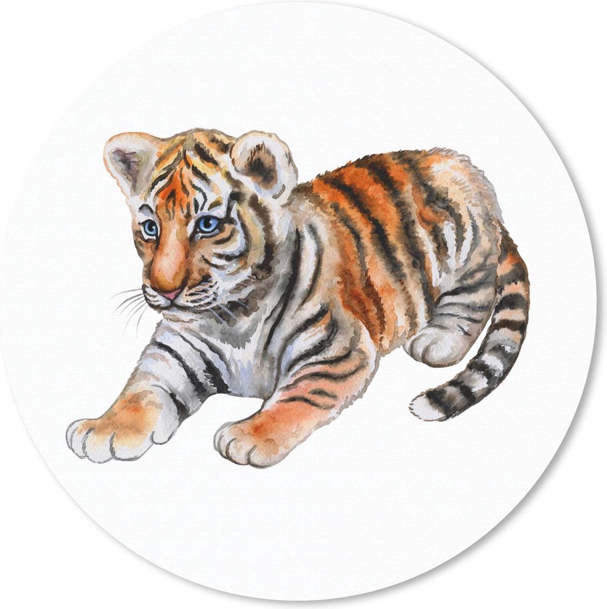 Muismat rond 40x40 cm - Mousepad Tijger - Baby - Oranje - Ronde muismatten