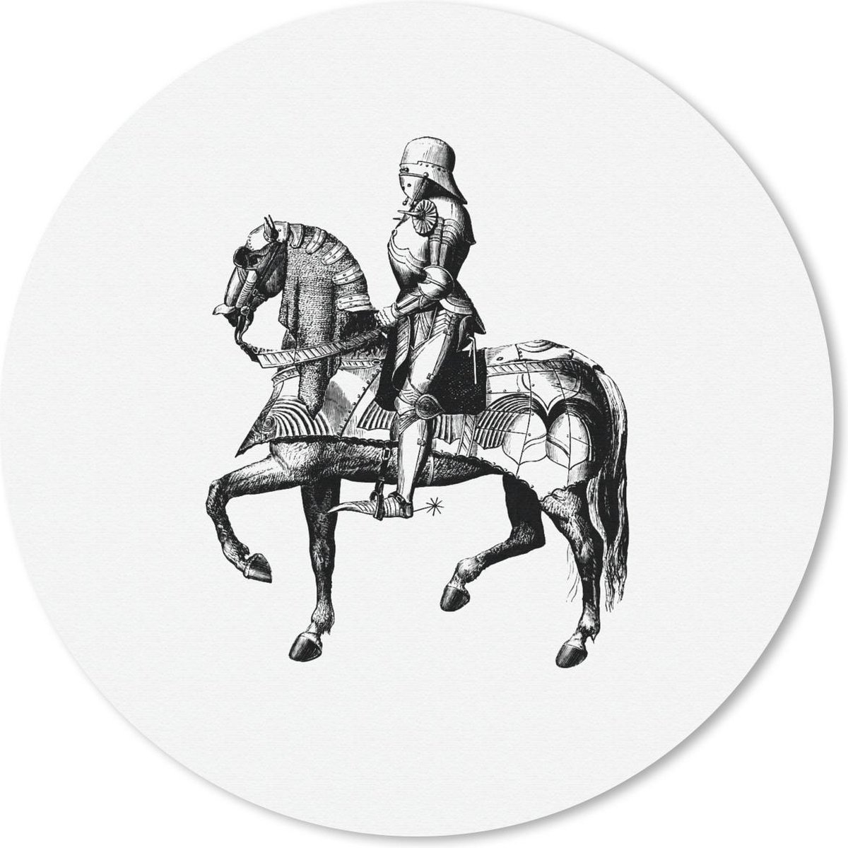 Muismat rond 50x50 cm - Mousepad Vintage - Paardrijden - Ridder - Ronde muismatten