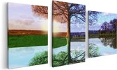 Artaza Canvas Schilderij Drieluik Vier Seizoenen Boom - 120x60 - Foto Op Canvas - Canvas Print