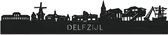 Skyline Delfzijl Zwart hout - 100 cm - Woondecoratie design - Wanddecoratie met LED verlichting