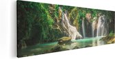 Artaza Canvas Schilderij Tropische Waterval  - 60x20 - Foto Op Canvas - Canvas Print