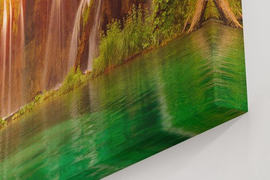 Artaza - Peinture Sur Toile - Chutes d'eau Au Lac Vert Avec Soleil - 100x50 - Groot - Photo Sur Toile - Impression Sur Toile