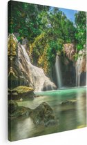 Artaza Canvas Schilderij Tropische Waterval  - 60x80 - Foto Op Canvas - Canvas Print