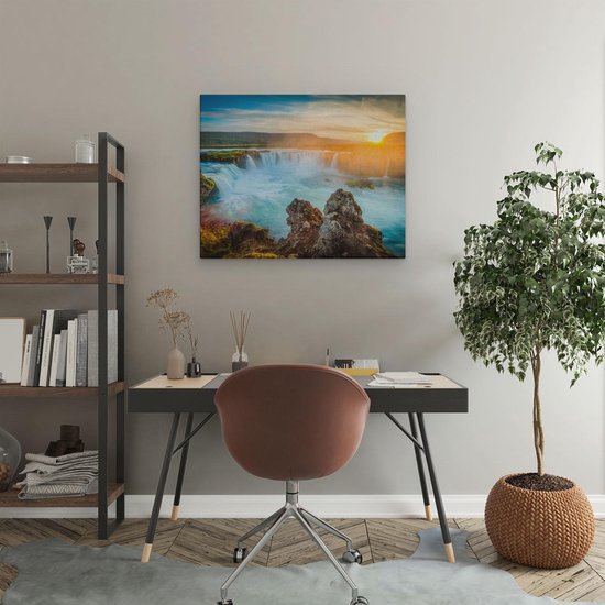 Artaza Peinture Sur Toile Chutes d'eau Au Coucher Du Soleil - 50x40 - Photo Sur Toile - Impression Sur Toile