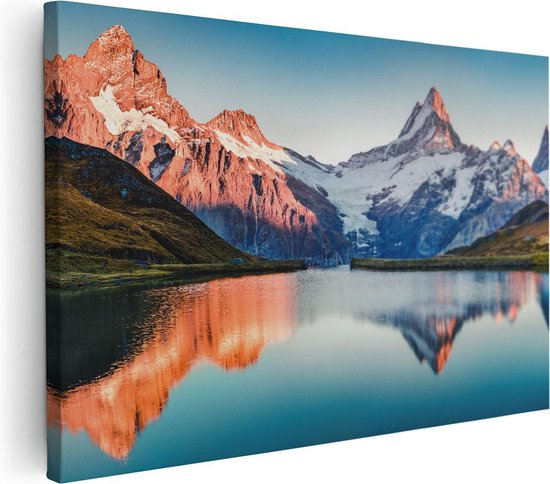 Artaza Canvas Schilderij Bergen Landschap Bij Het Meer - 60x40 - Foto Op Canvas - Canvas Print