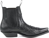 Mayura Boots Rock 2500 Zwart/ Spitse Western Heren Enkellaars Schuine Hak Elastiek Sluiting Vintage Look Maat EU 42