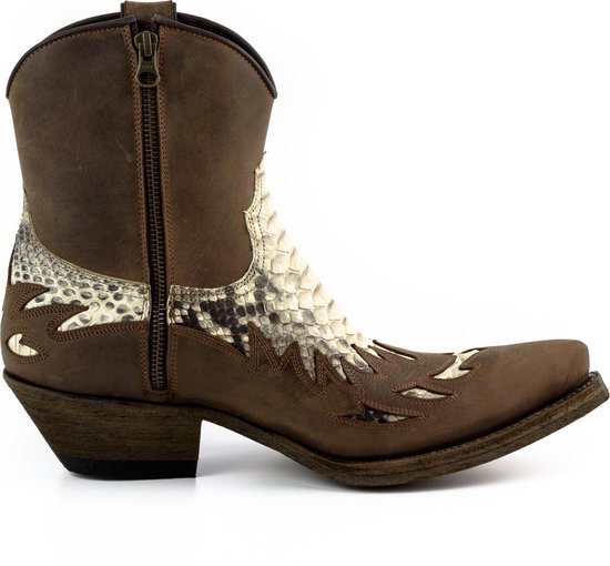 Mayura Boots 12M Bruin/ Natural Cowboy Western Heren Enkellaars Spitse Neus Schuine Hak Rits Waxed Leather Maat EU 45