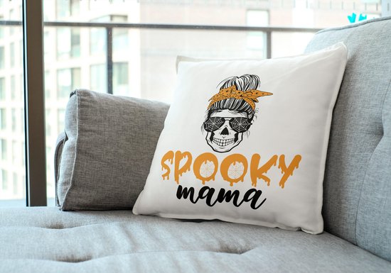 Oreiller d'Halloween avec texte : Spooky Maman | Décoration Halloween | Cadeaux drôles | Cadeau | Coussin