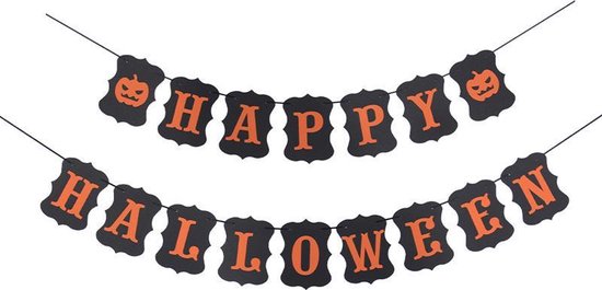 Converteren moreel waarde Halloween Decoratie Zwarte Happy Halloween Versiering Halloween Slinger  Accessoires... | bol.com