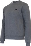 Charcoal Donnay fleece trui met ronde hals en logo op de linkerborst, zijaanzicht.