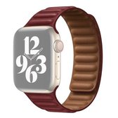 Voor Apple Watch Series 6 & SE & 5 & 4 40 mm / 3 & 2 & 1 38 mm lederen vervangende band horlogeband (wijnrood)