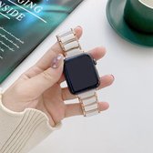 Voor Apple Watch Series 6 & SE & 5 & 4 44 mm / 3 & 2 & 1 42 mm keramische stalen horlogeband (wit rosé goud)
