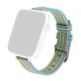 Geweven canvas nylon polsband horlogeband voor serie 6 & SE & 5 & 4 40 mm / 3 & 2 & 1 38 mm (blauw groen)