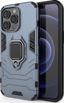 Apple iPhone 13 Pro Hoesje - Mobigear - Armor Ring Serie - Hard Kunststof Backcover - Blauw - Hoesje Geschikt Voor Apple iPhone 13 Pro