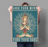 Hippie Girl Yoga Vintage Print Poster Wall Art Kunst Canvas Printing Op Papier Met Waterproof Inkt 21x30cm Multi-color