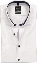 OLYMP Luxor modern fit overhemd - korte mouw - wit structuur (contrast) - Strijkvrij - Boordmaat: 38