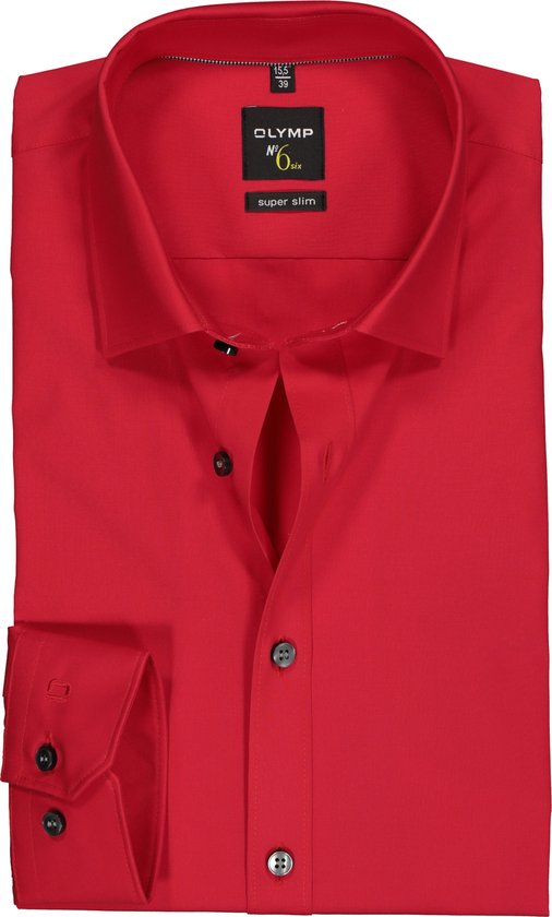 OLYMP No. Six super slim fit overhemd - rood - Strijkvriendelijk - Boordmaat: